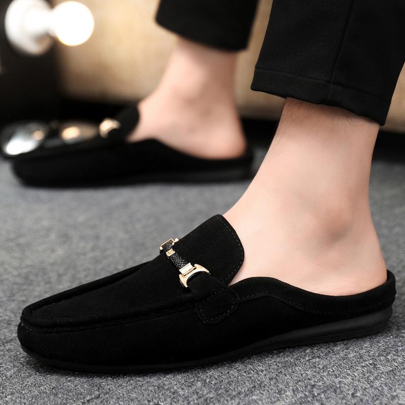 Plus Size Open Back Casual Shoes Half Shoes For Men Mules Loafers Slippers Closed-Toe Backless Slides Sandal Slip On Flats