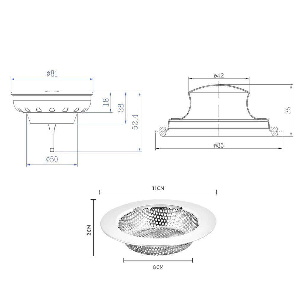 Küchenspülenstöpsel Sieb Müllentsorgungsstopfen Edelstahl Universell Verstopfungsfrei Küchenspülenfilter Sieb