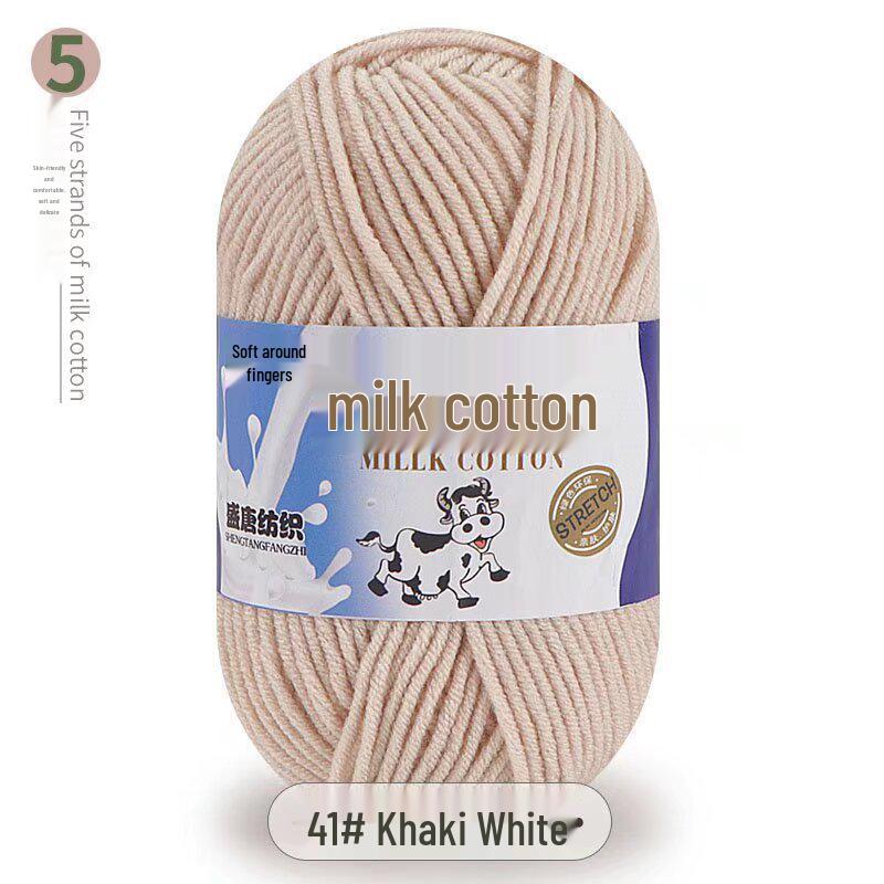 Five-Strand Milk Cotton Yarn for Crochet: Medium-Thick, Hand-Knitted DIY Kit for Dolls, Shoes, Scarves.