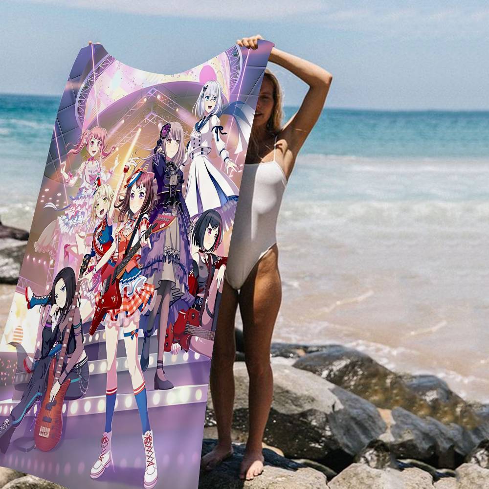 Anime BanG Dream Anime Beach Swimming Towel Soft Absorbent Washcloth Children's Gifts For Kids Travel Camping Gym