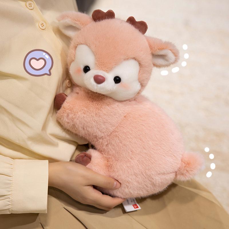 Stuffed PInk Brown Deer Animals Soft Dolls Throw Pillow Comfort Moose Doll Cartoon Toys for Girls Birthday Gifts Home Decor