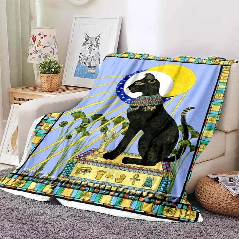 Ancient Egyptian Elements Print Blanket, For Sofa Couch Office Bed Camping , Multi-purpose Gift Blanket For All Season Clear