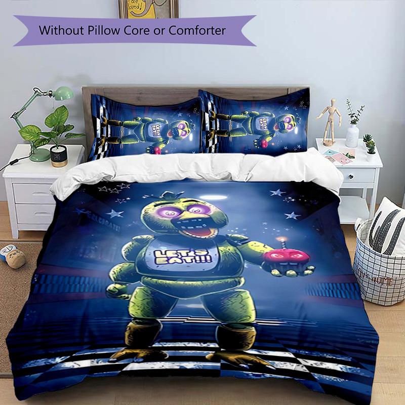 3pcs Five Nights At Freddy's3 Pattern Bedding Set Duvet Cover Set Includes Duvet Cover &pillowcases, Perfect All Season Bedroom Decoration & Gift