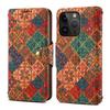 Custodia a Portafoglio Flip Etnica Floreale Boemia per Telefono - Custodia a Tracolla con Texture in Sughero, Porta Carte e Supporto per Serie iPhone 17 Pro 16 15