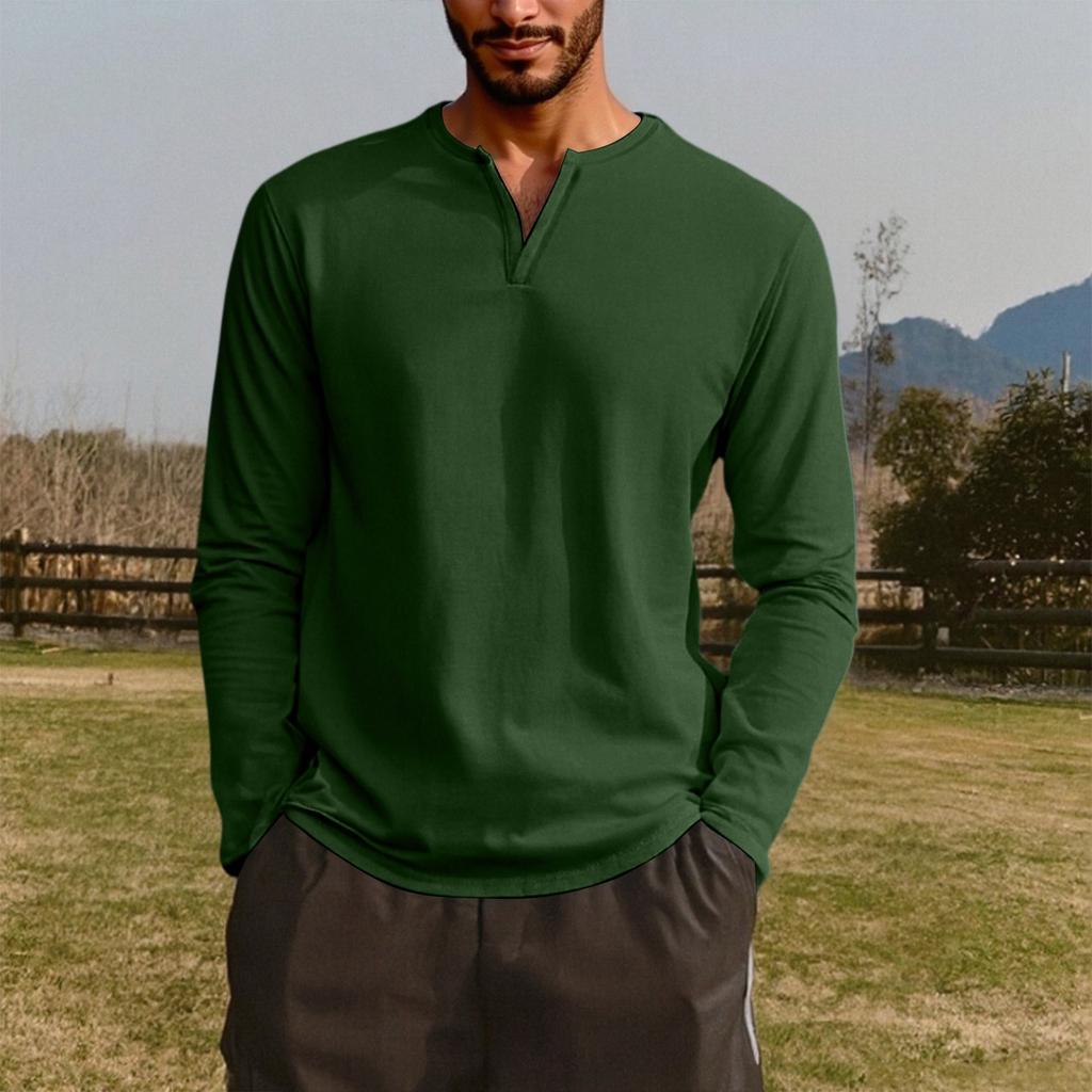 Men's V-neck Long-sleeved Top Is Casual