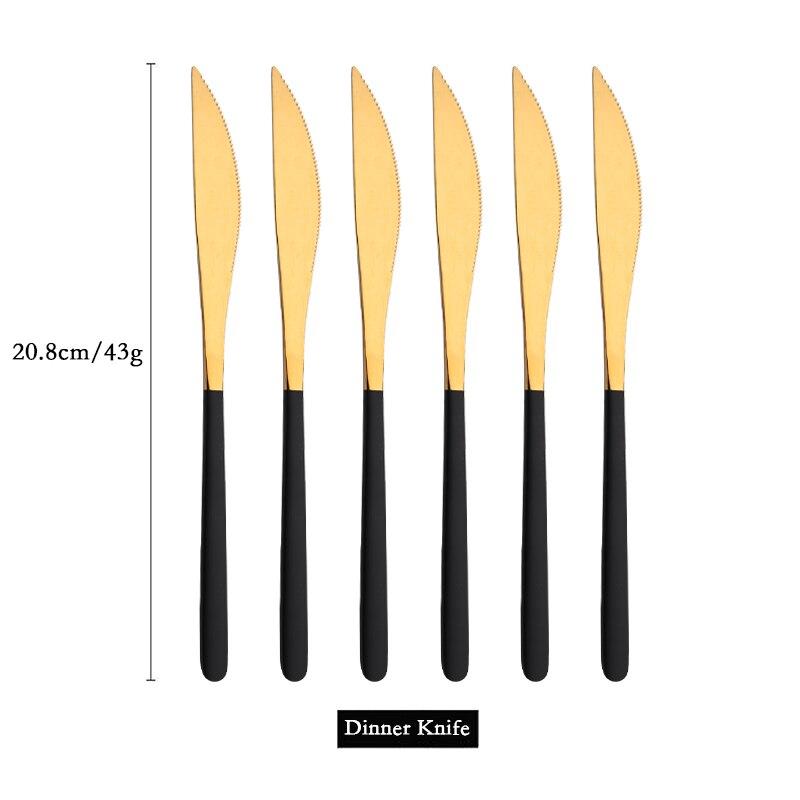 6 PCS Stainless Steel Rainbow Steak Knife Sharp Table Knives Set Restaurant Cutlery Dinner Knife Black Dinnerware Set