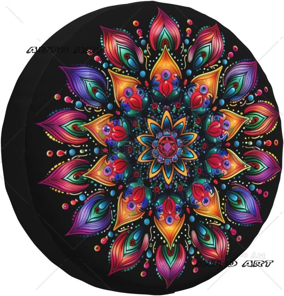 Mandala Spare Tire Cover Wheel Protectors Weatherproof Universal Wheel Tire Covers for Trailer Rv SUV Truck Camper Travel