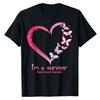 Rosa Schmetterling Herz Ich Bin Ein Überlebender Brustkrebs Aufklärung T-Shirt Sprüche Brustkrebskämpfer Outfits Geschenk Grafik T-Shirt Oberteil