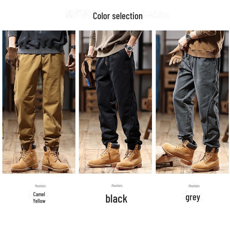 2025 Men's American Retro Harem Overalls - Thickened Spring/Autumn Casual Pants