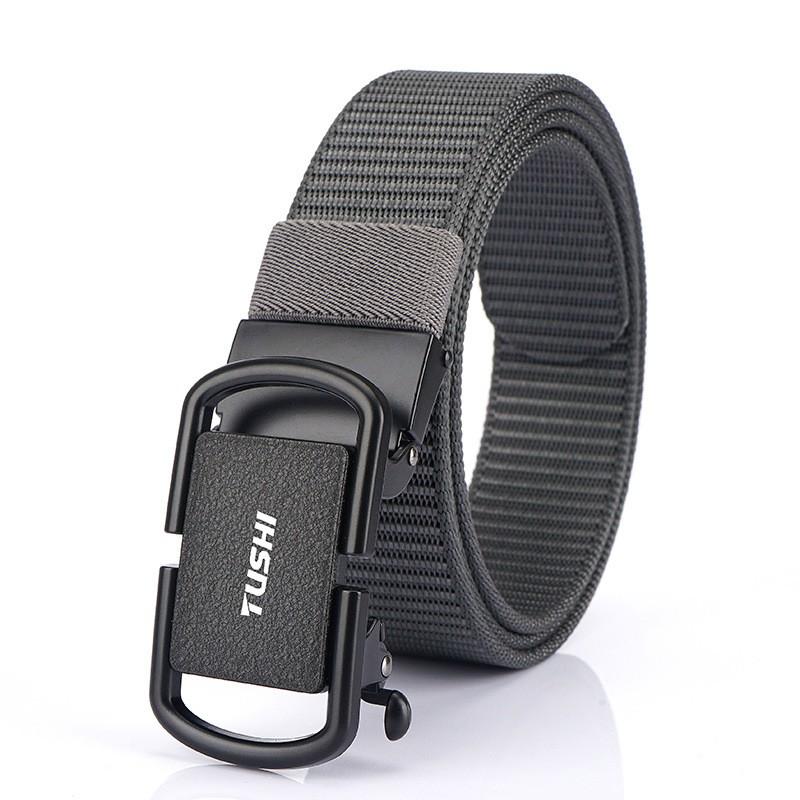 3.5cm Toothless Automatic Buckle Belt Men's Outer Nylon Casual Pants