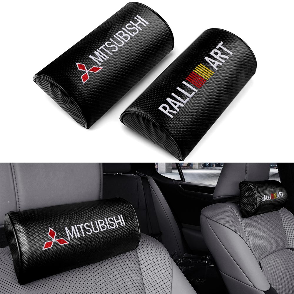 1/2pcs Car Carbon Fiber Seat Headrest Neck Pillow Head Cushioning Accessories for Mitsubishi l200 Pajero Outlander Lancer X Z30