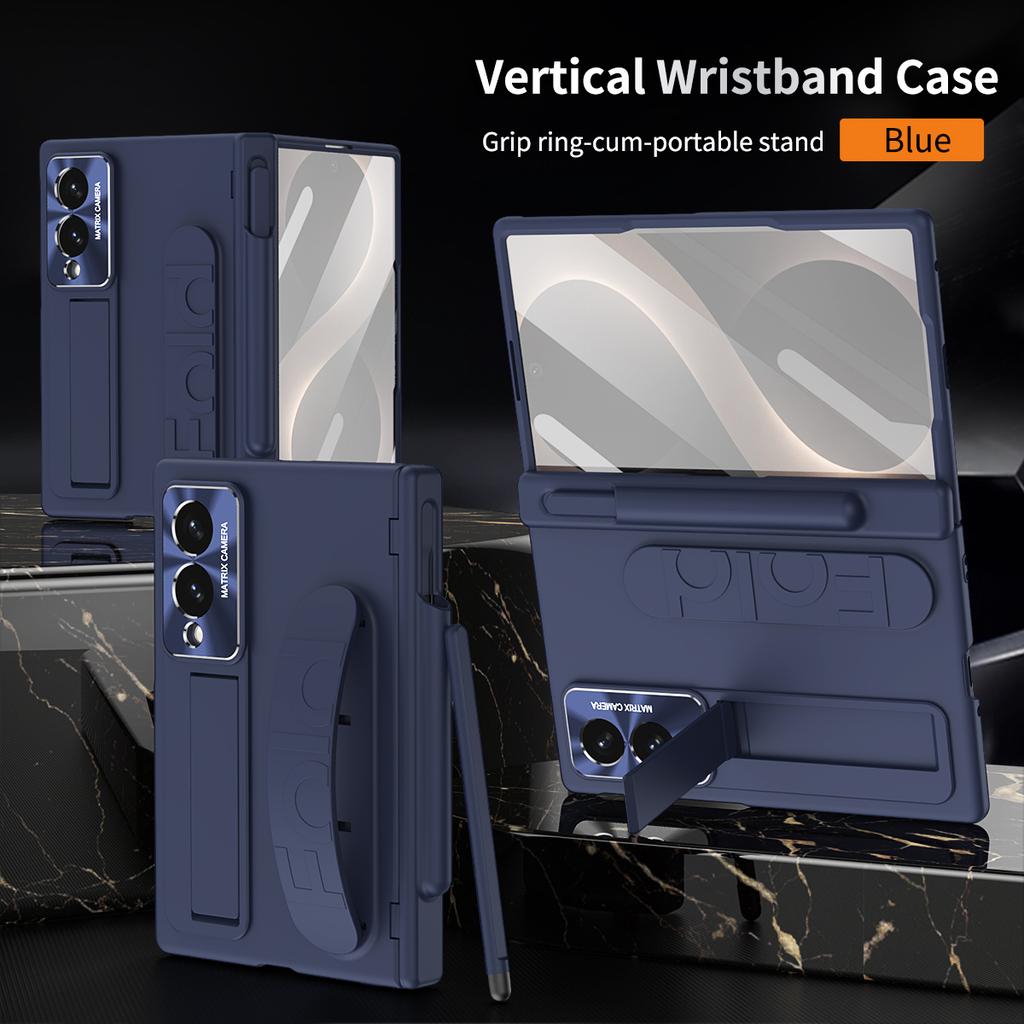 For Samsung Galaxy Z Fold 8 Wide Case Hard With Wrist Strap Stand Film Protective Back Cover Case For Samsung Z Fold 8 Shell