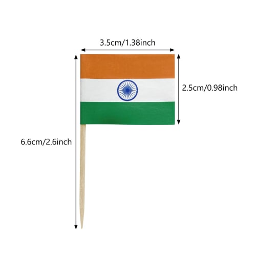 100 Pieces Indian Flag Toothpicks, Flag Cocktail Picks, Mini Sticks, Cupcake Toppers