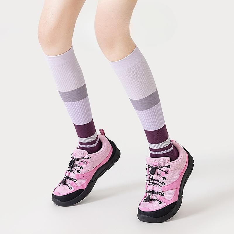 Spring and Autumn Sports Running Socks for Women, Summer Trendy Color-blocking Slightly Pressed Calf Socks