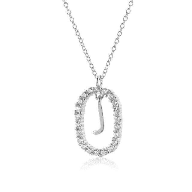 925 Sterling Silver Gold 26 Letters A -Z Alphabet Initial Long Chain Necklace Ovals Luxury Jewelry Crystal Cz Choker