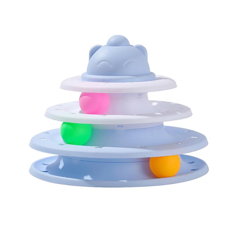Torre giocattolo per gatti a 4 livelli, giradischi, palline a rulli, giocattoli interattivi, intelligenza, pista di allenamento, puzzle, giochi divertenti, accessori