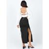 Split Knit Slim Drawstring Tie Long Bustier Skirt