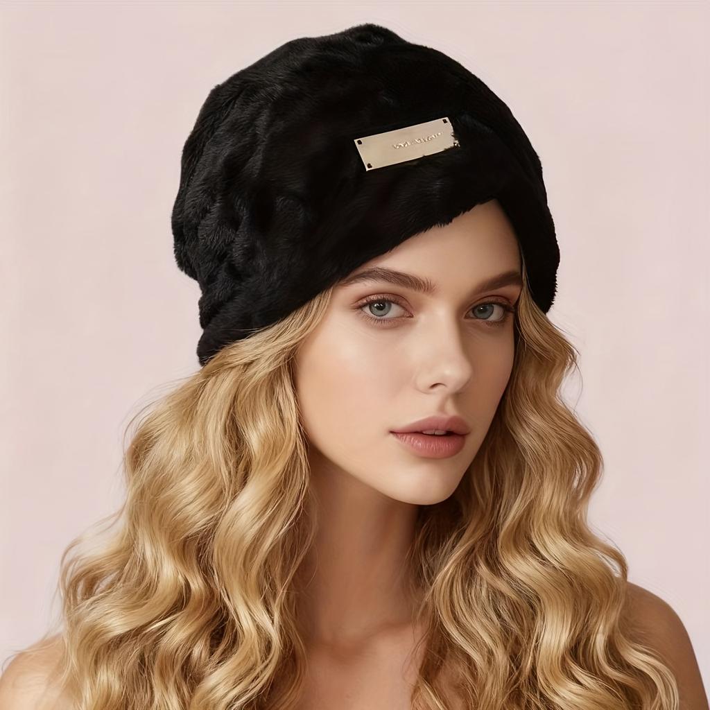 Women'S Slouchy Winter Hat - Plush Face Covering Cold-Proof Large Head Circumference, Fluffy Rabbit Hair Texture, Lightweight Warm Beanie