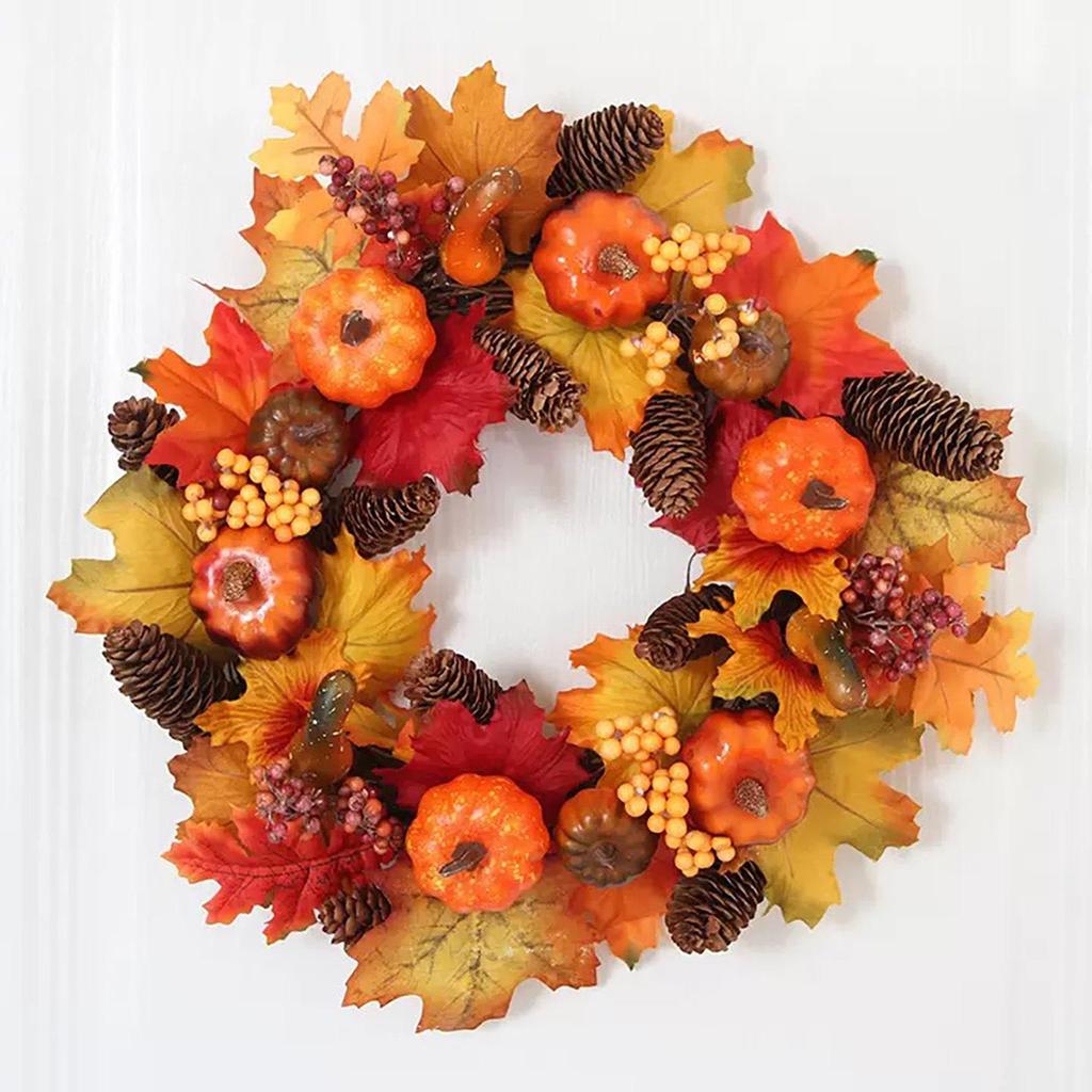 2026 Autumn Halloween Berry Pumpkin Wreath, Home & Door Decoration Vine Ring for Thanksgiving