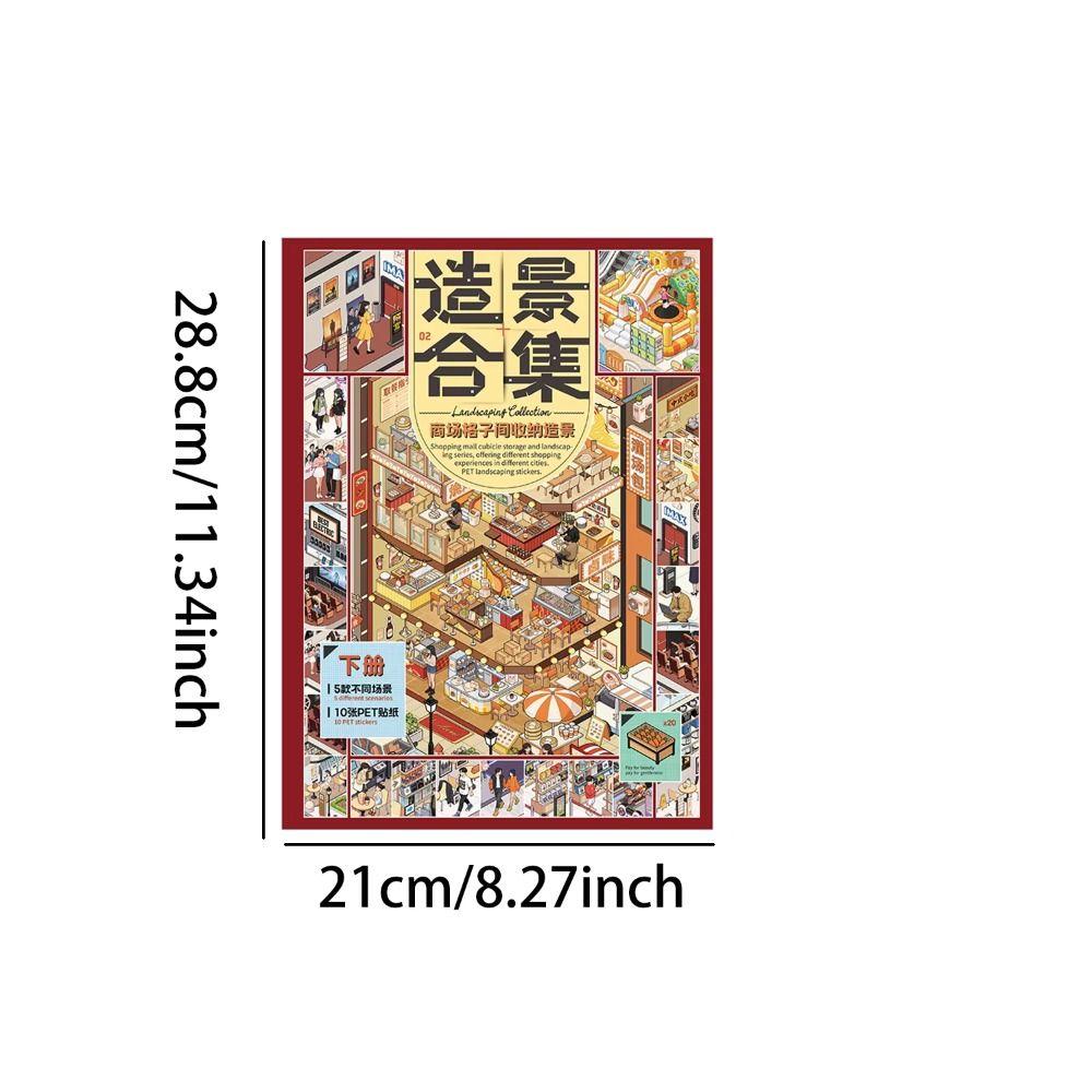 Self Adhesive Mall Scene Sticker Book Transparent Background Scene Cards Sticker Album Planner