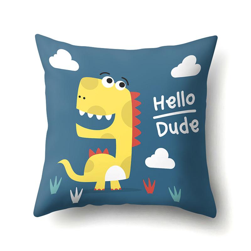 Geometric Dinosaur Pattern Polyester Single-sided Pillowcase Home Sofa Pillowcase Living Room Bedroom Cushion Cover