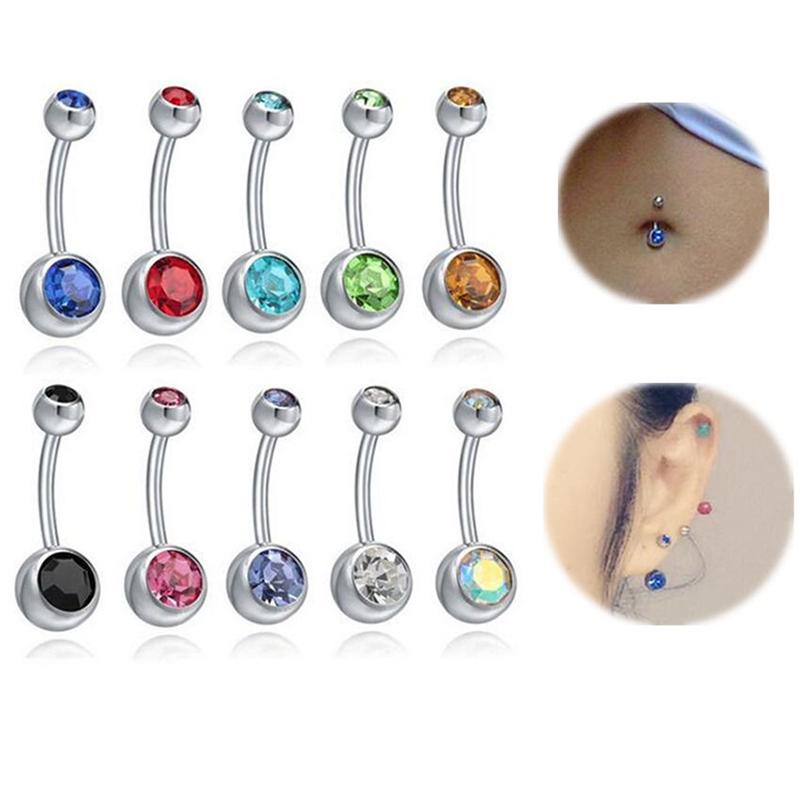 Neue Mode Sexy Damen Chirurgischer Stahl Kristall Bauchnabel Bauchnabelringe Bar Körperschmuck Piercing Schmuck