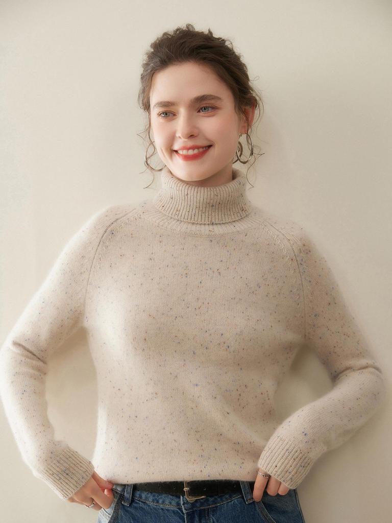 2025 Fall/Winter Women's High Neck Soft Five-Needle Thick Cashmere Sweater Base Layer