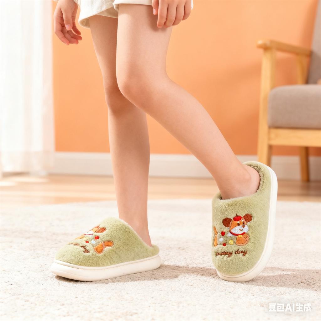 Winter Baby Girls Cute Printed Cotton Slippers Kids Warm Thick Soled Fleece Cotton Slippers Children Indoor Fashion Cotton Shoes