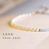 Supply of natural pearl aquamarine bracelets for women, light blue beaded bracelets with small pearls, simple design, ultra-fine bracelets