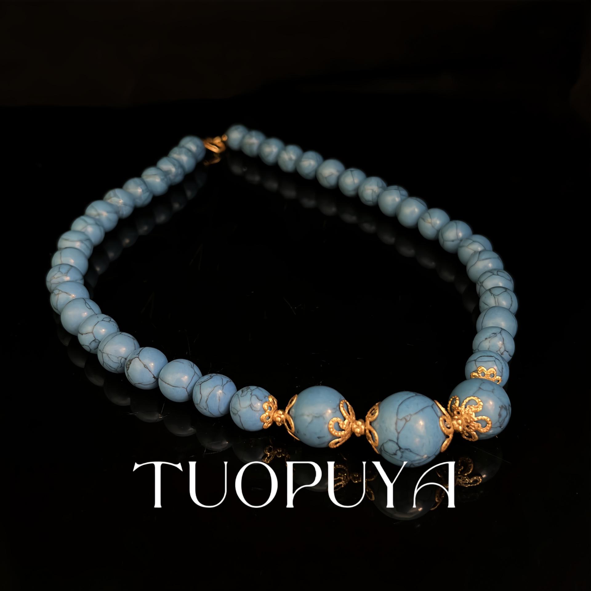 Elegant Handmade Ethnic Blue Beaded Necklace