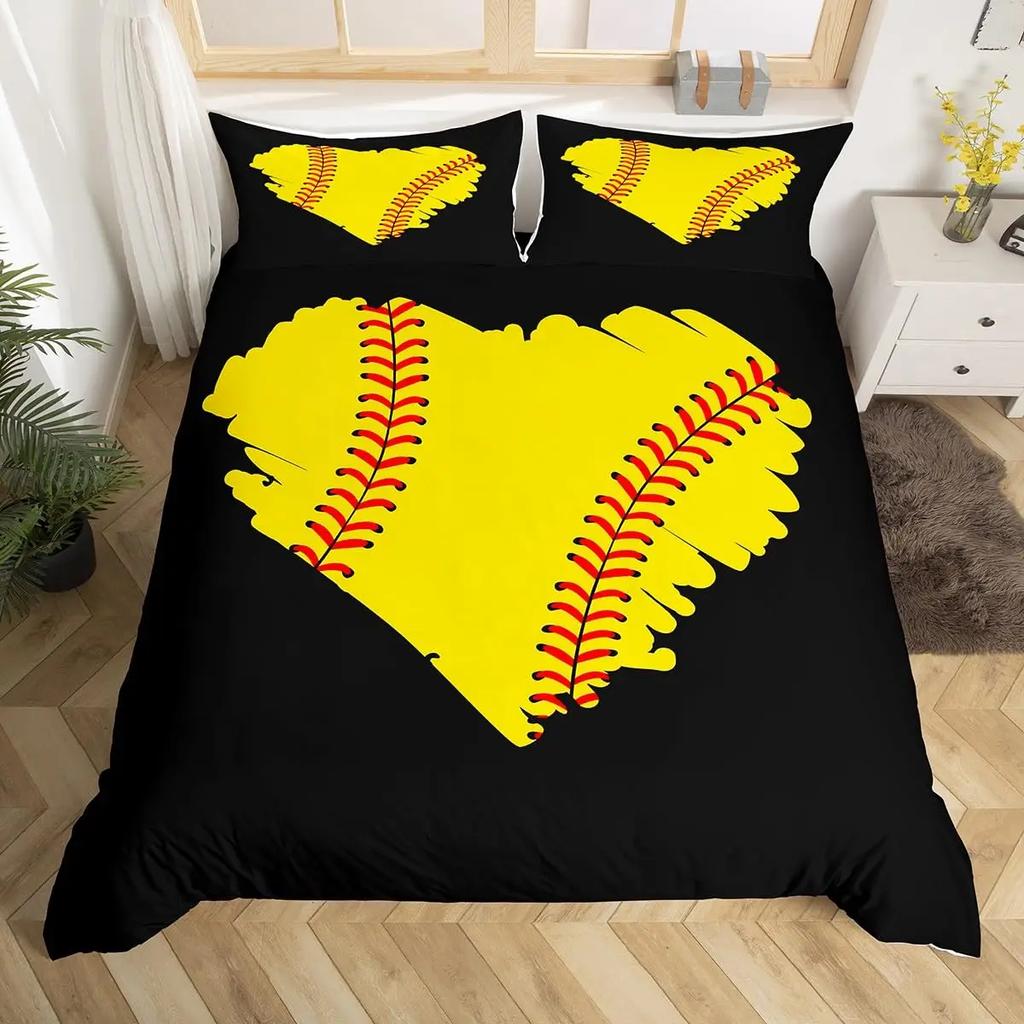 3D Sports Baseball Duvet Cover Set Teen Boys Men Bedding Set With Pillowcases Lightweight Sport Ball Theme Comforter Cover Sets