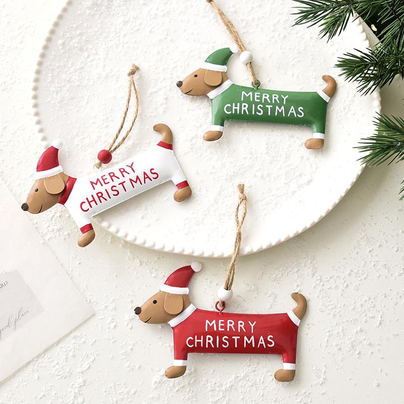 Cross-Border Wrought Iron Sausage Dog Christmas Ornament - Creative Letter Dog Tree Decoration