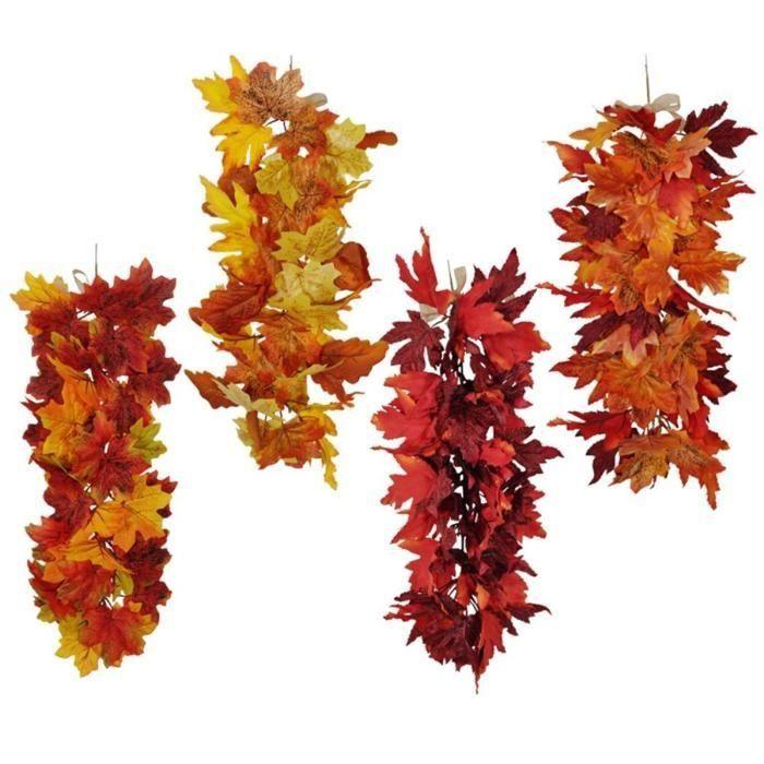 Feuilles d'érable artificielles à suspendre - AIMOONSA - 55 x 23 cm - 24 feuilles - Plastique et soie - Multicolore