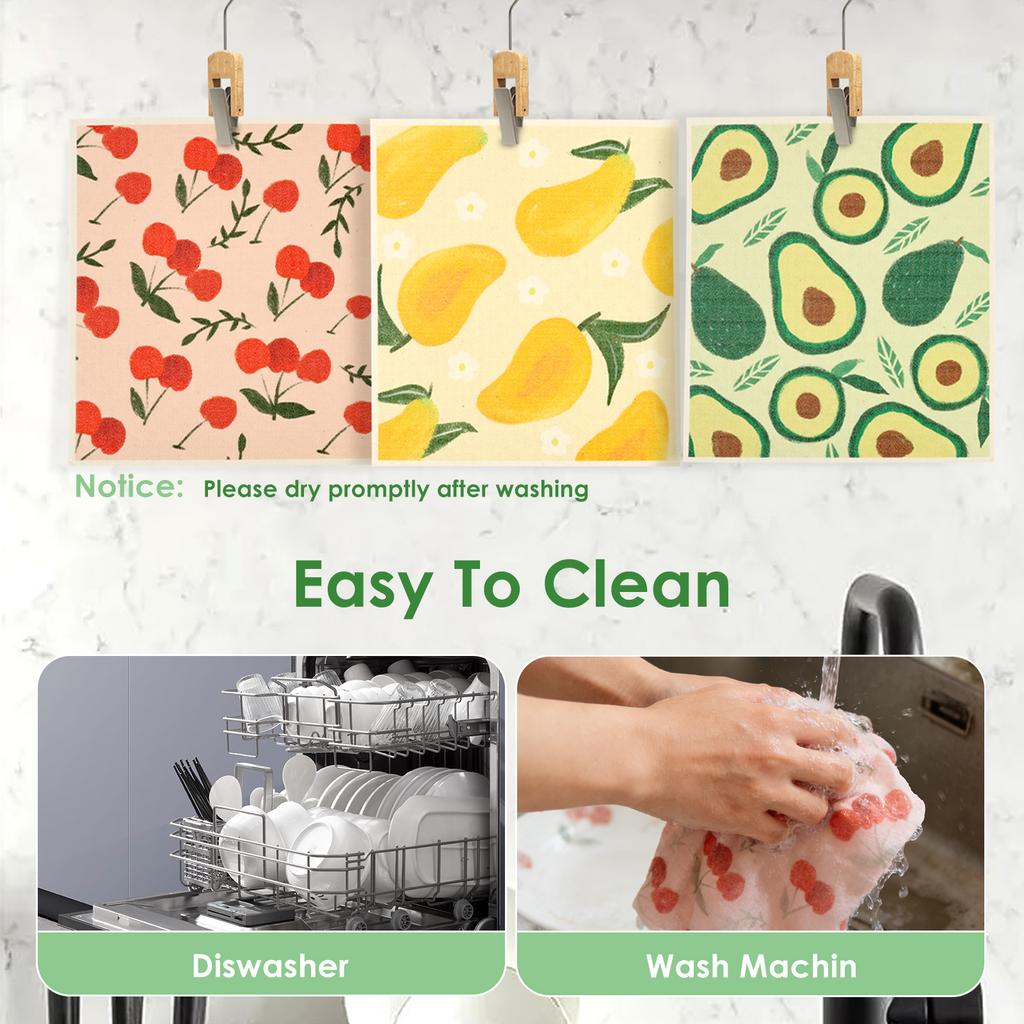 10Pcs Swedish Dishcloth High Water Absorbency Quick Drying Dish Rag Kitchen Cleaning Cloths Dish Towels Wet Dry Dishcloths