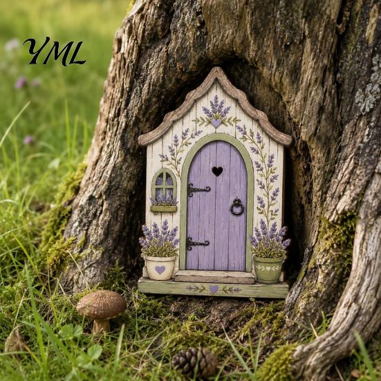 Small Fairy House Accessories Mini Wooden Door, 2D Flat Miniature Garden Rustic Nordic Style Decor Gate for DIY Craft, Dollhouse Accessory,