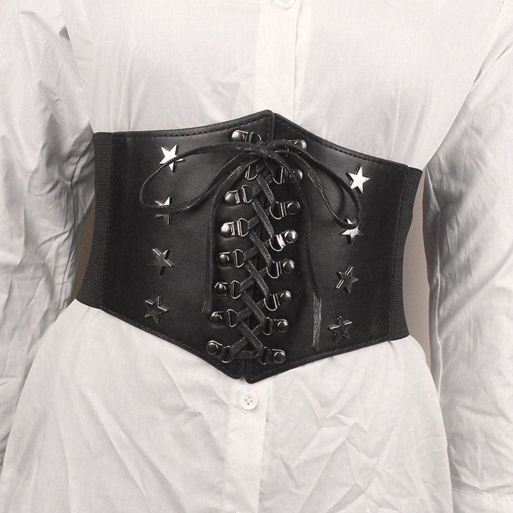 

Повязки из искусственной кожи со звездами, пояс с пентаграммой и заклепками, женский пояс для платья, пояс для женщин/девочек