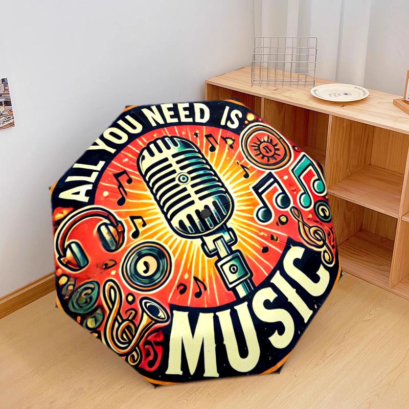 1PC Music Theme Umbrella Portable Folding Umbrella Iron Frame Hole Bone Structure Outdoor Home Umbrella A22