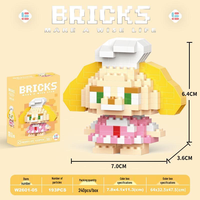 Cartoon Figurine Building Blocks: Kuromi, Cinnamoroll & Melody Rabbit - Educational Toy Blind Box for Kids