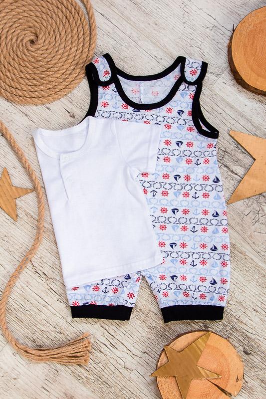 

Комплект дитячого одягу для хлопчиків – Дихаюча бавовняна футболка та короткий ромпер, Літо, 5018-002 HC 56 перлинний