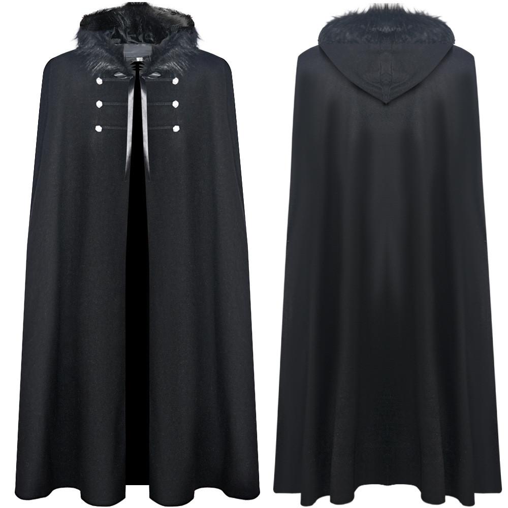 Medieval King Warrior Cloak With Wool Collar For Halloween Costume Party