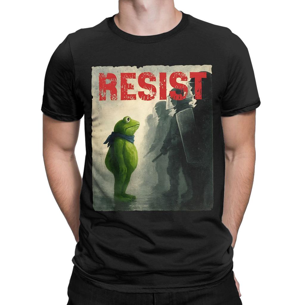 Resist Portland Frog Protest T-Shirt Activist Novelty T-Shirts Short Sleeve Aesthetic Tops Beach Cotton O Neck Oversize Clothes