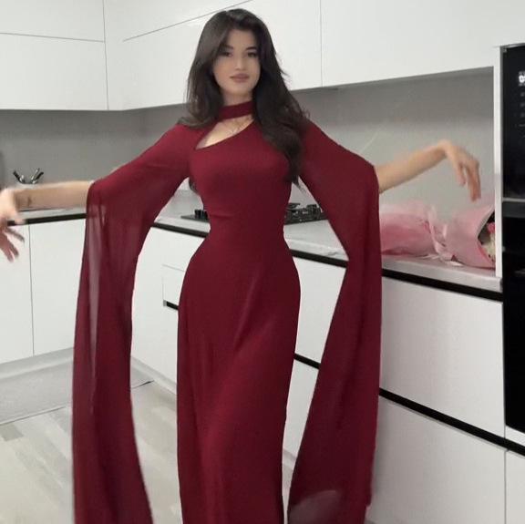 2025 Damen Einfarbiges Pendlerkleid mit Kappenärmeln