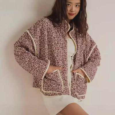 European and American Women's French Retro Printed Cotton Coat
