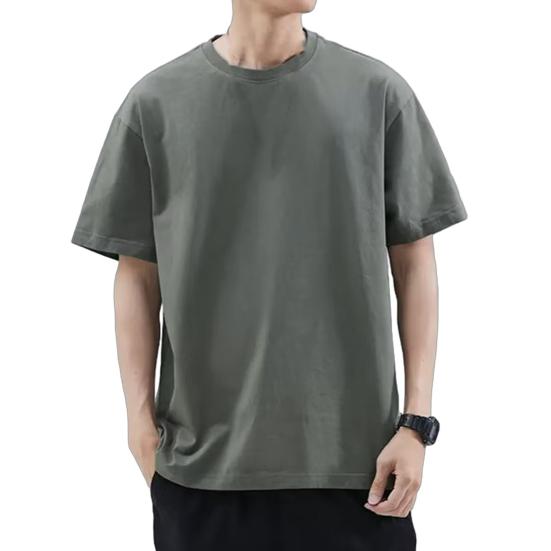 Men Solid Color T-Shirt Round Sleeve Summer Tee Neck Short Casual Loose Fit Tee Shirt