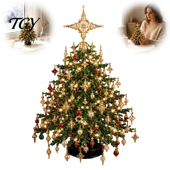 Decorative Ornament Making Set DIY Beaded Christmas Tree Kit, Faux Crystal Holiday Craft Family Bonding Project for Adults Beginners, Handmade