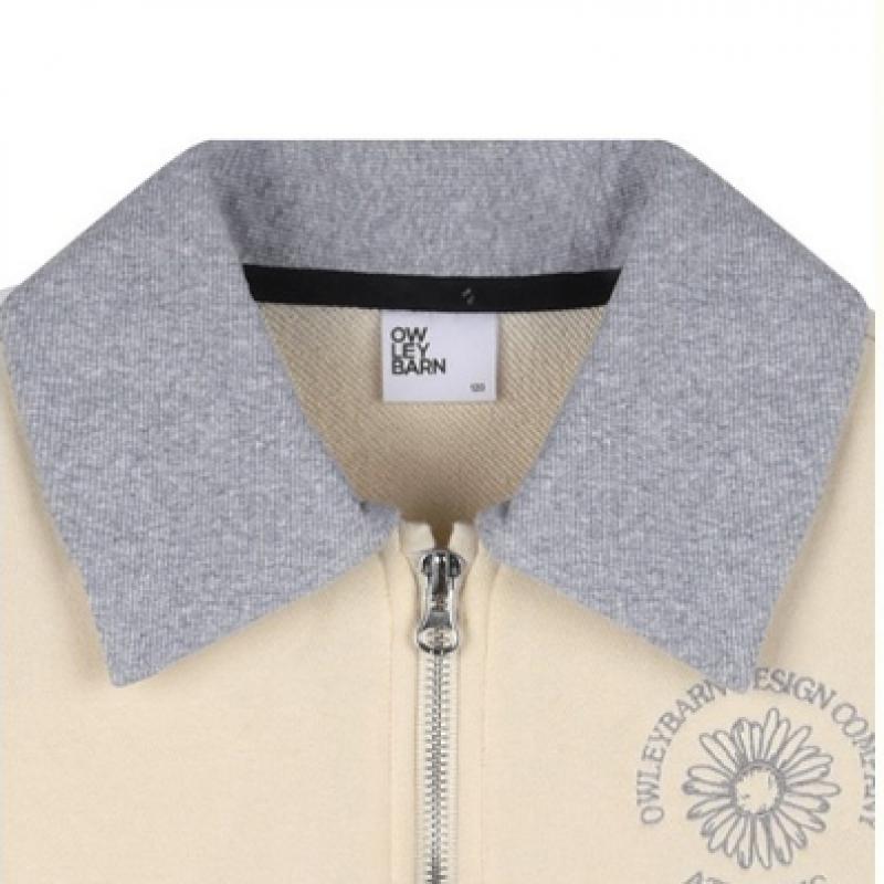  Olivan  Color Embroidery Pocket Hoodie Zip Up  Cream 