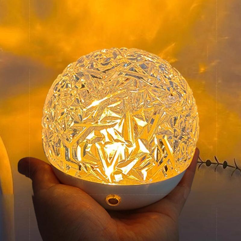 Atmosphere Light Round Shape Night Light Rechargeable Projector Lamp ABS Texture Suitable for Bedroom Decorating
