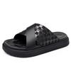 Fashion Summer New Fashion Soft Soles Non-slip Outside Wear Slippers for Men High Quality Black Leisure Leather Beach Shoes Slippers Man