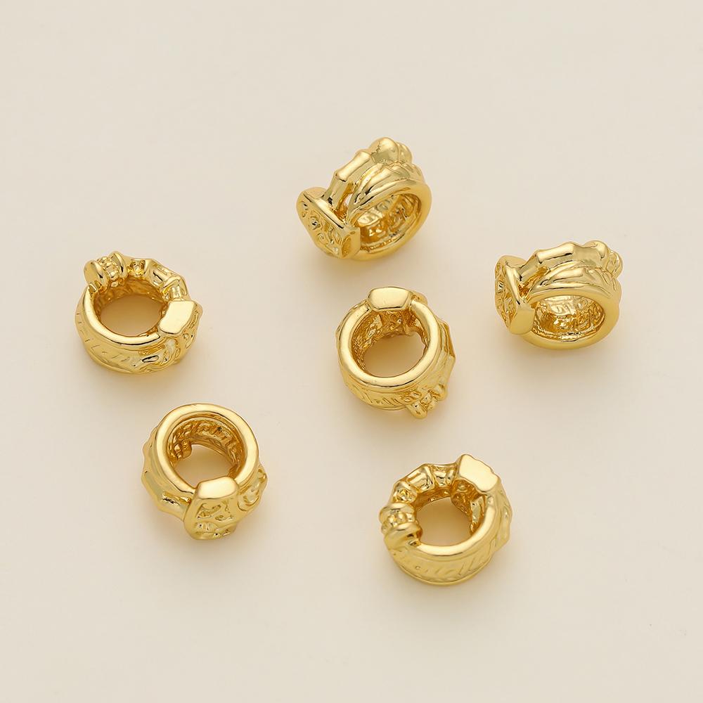 2Piece/Pack 14/18k Gold Color Plated 7.5*9mm Big Hole Spacer Beads for DIY Jewelry Making Bracelet Necklace Accessories