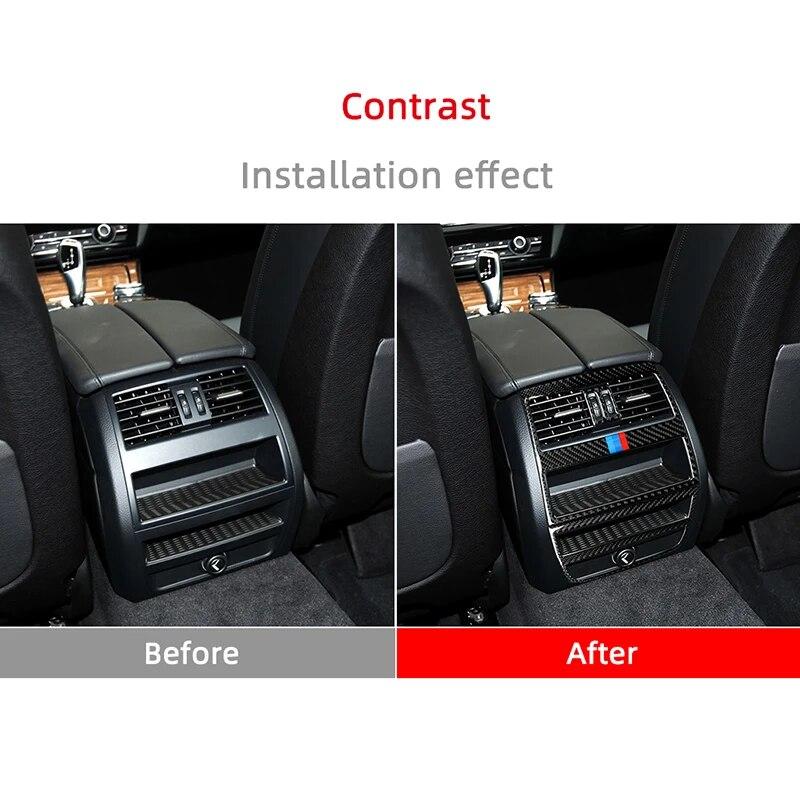 Rear Air Outlet Decoration Frame Vent Trim Strips Carbon Fiber Car Stickers For Series 5 BMW F10 2011-2017 Interior Accessories